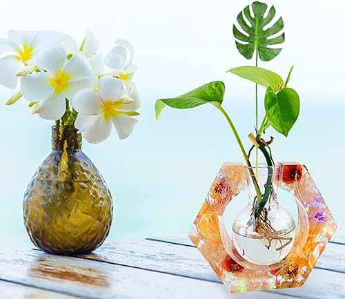 Miniatura 7 de Moldes de silicona de resina para florero, estación de propagación de plantas, moldes de resina epoxi de forma redonda para soporte de flores