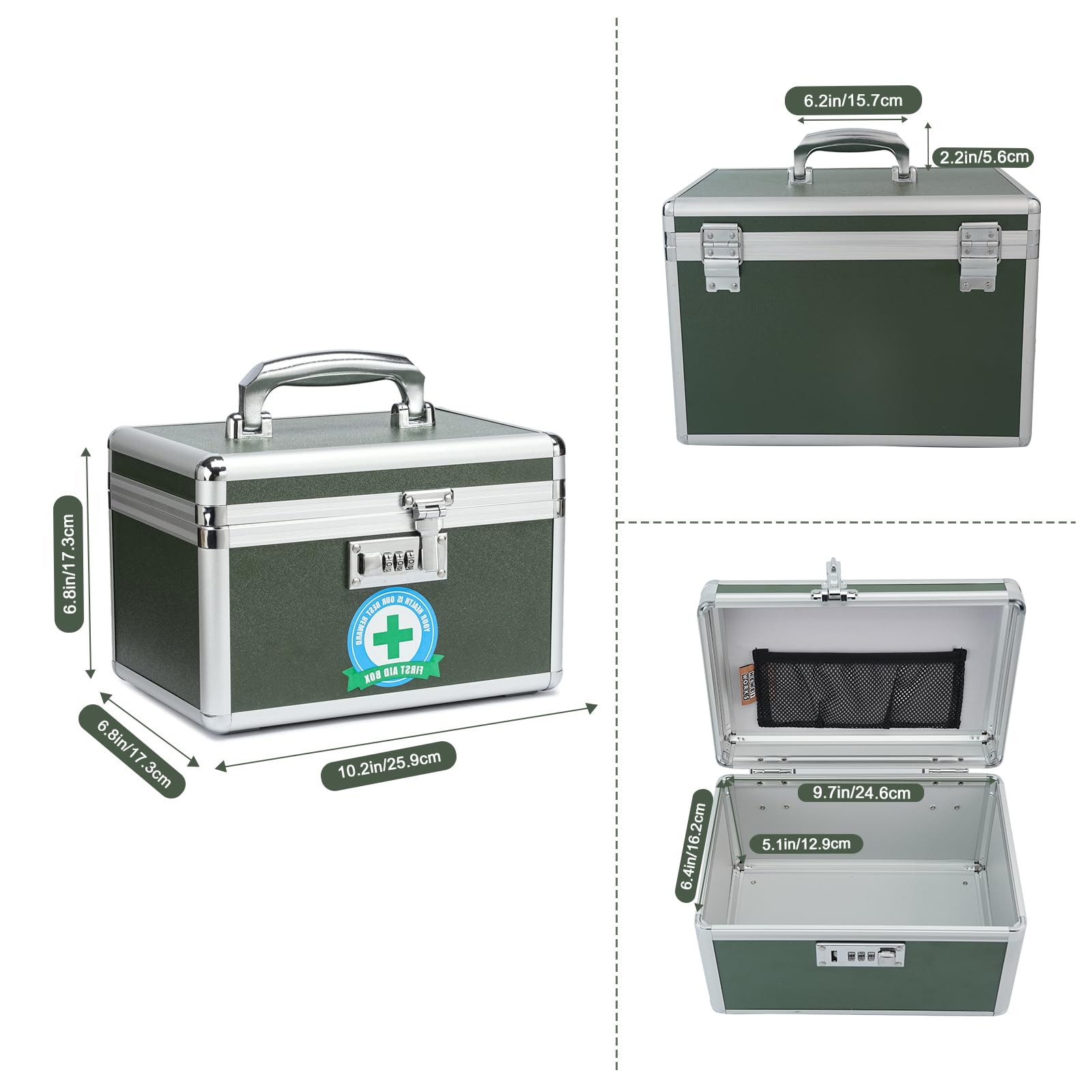 HEWEI WORKS Medication Lock Box, Lockable Medicine Storage, Empty First Aid, Medical Organizer - Image 2