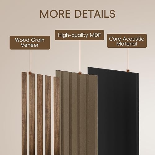 Miniatura 4 de Paquete de 4 paneles de madera de 94.5 x 11 pulgadas para pared, paneles acústicos insonorizados de pared, paneles de pared 3D para decoración de