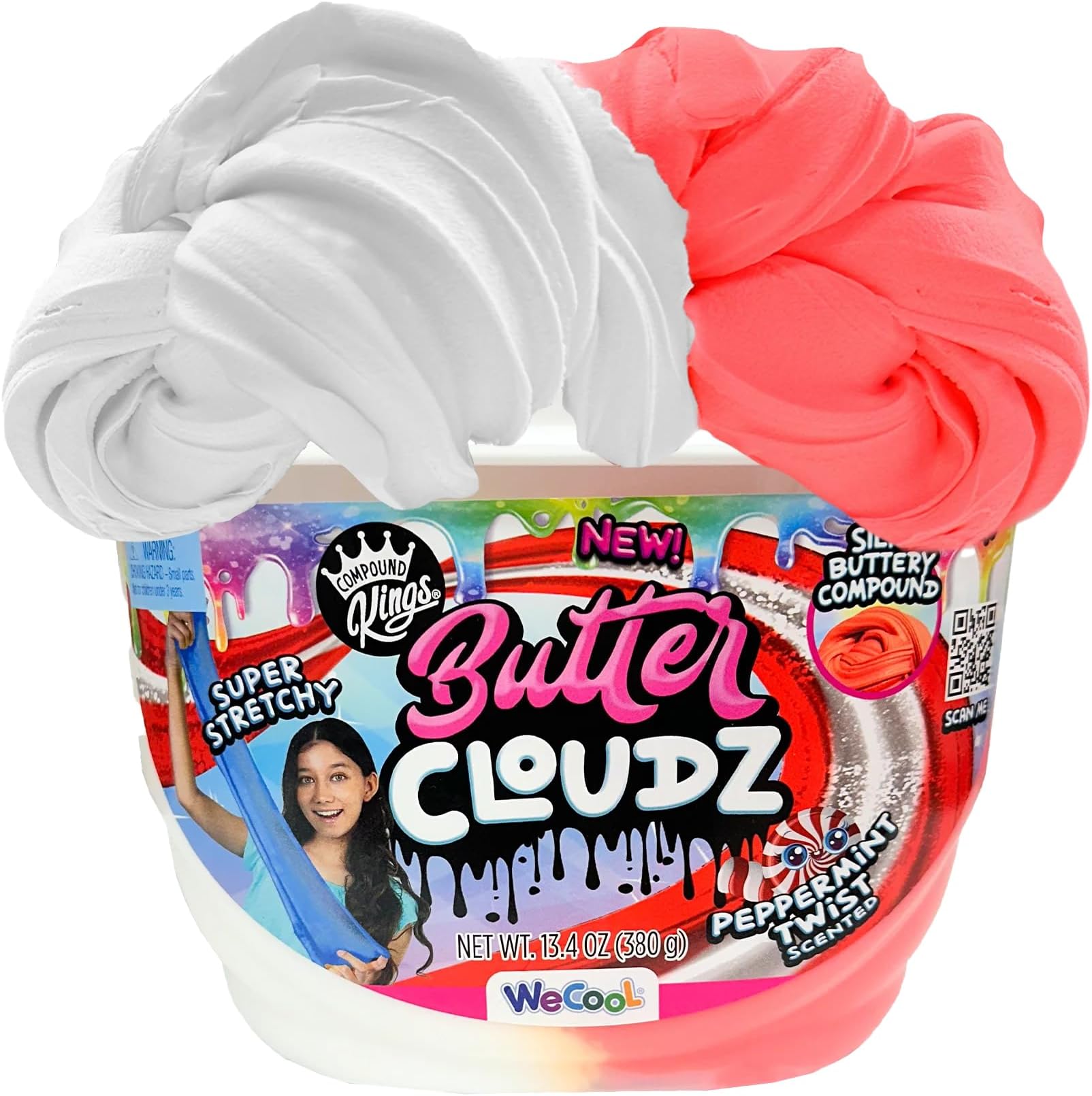 COMPOUND KINGS - Fluffy Cloudz Slime Jar (Peppermint Candy Cane)