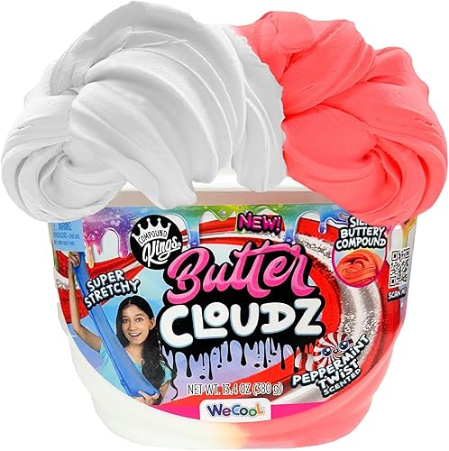Miniatura 52 de Compound Kings Fluffy Butter Cloudz - Cubo grande perfumado de slime para niños, juguete sensorial suave, esponjoso, no tóxico, regalo de limo