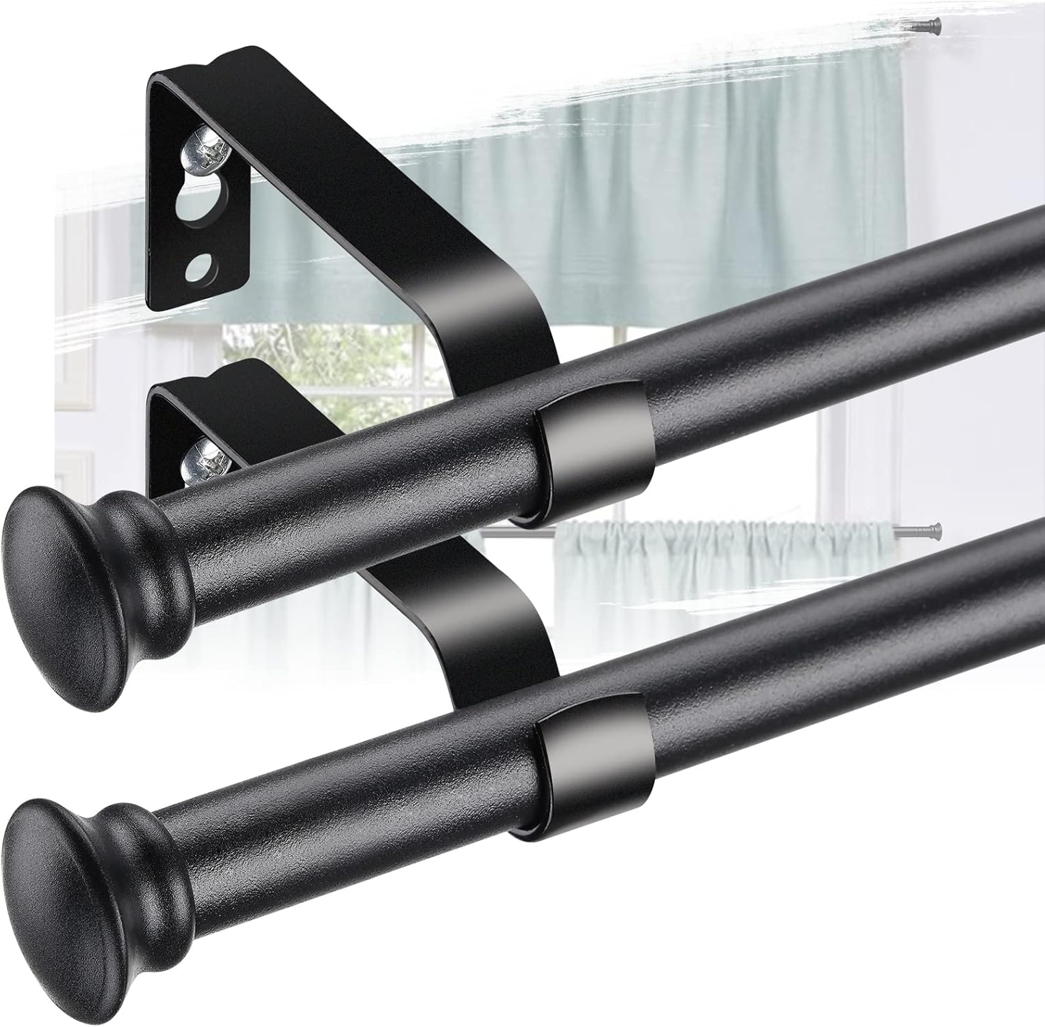 Curtain Rods for Windows 66 to 137” 5/8 Inch Heavy Duty