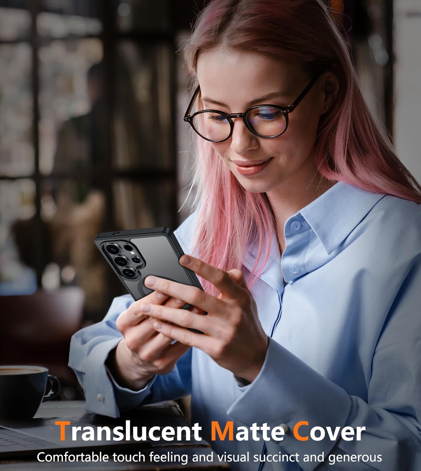 FNTCASE for Samsung Galaxy S25-Ultra Case: Magnetic Translucent Matte Shockproof Slim Cell Phone Cover - Military Grade Drop Proof Hard Back Anti-Fingerprint Protective PhoneCase (6.9 inch/Black) - Image 7