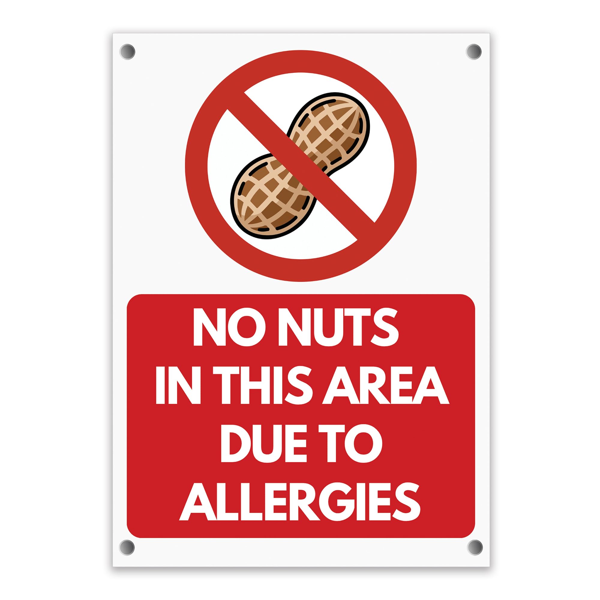 LP Lifestyle No Nuts In This Area Due To Allergies Sign - Weatherproof Rust-Free Durable PVC Allergy Warning Notice for Schools Offices Nurseries Cafes Use No. 544 (A4 (210mm x 297mm) – Holes)
