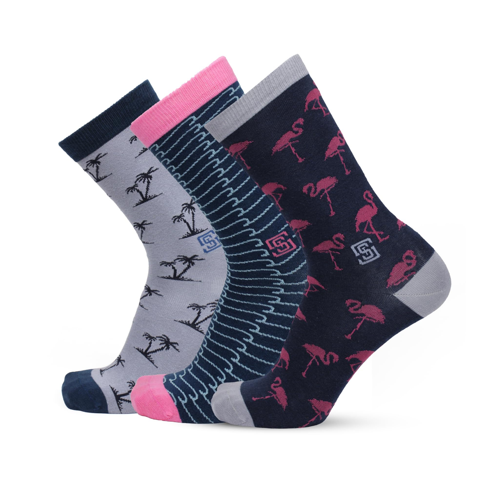 The Sock StreetAnkle Socks for Men, Quirky Pattern Printed Socks Pack of 3 - Paradise Trip