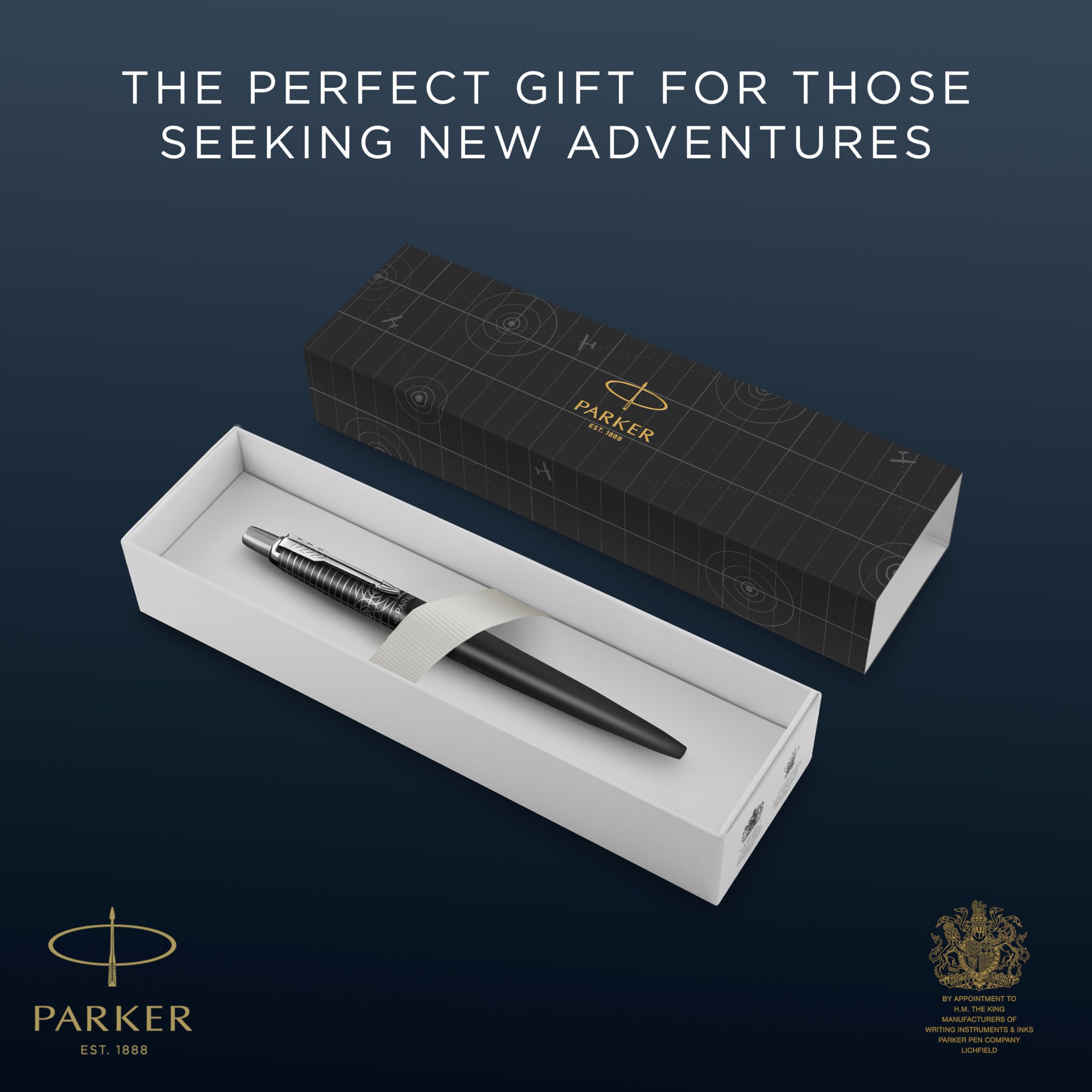 Parker Jotter XL Długopis | Kolekcja Legacy of Flight | Chromowane wykończenie | Średni grot z niebieskim wkładem | Pudełko upominkowe