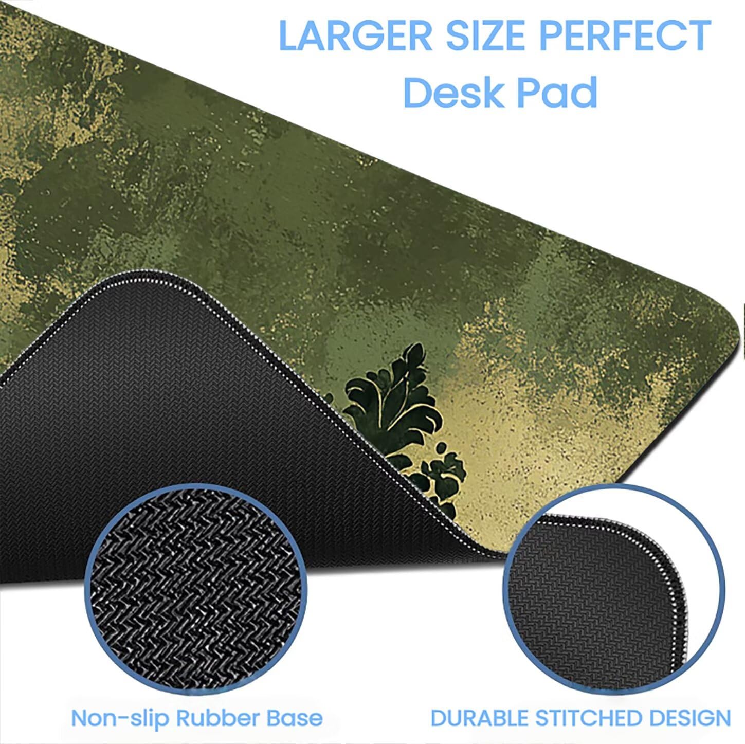 Lpfieonn Retro Schreibtischunterlage XXL, Grün Schreibtischunterlagen Großes, Gaming Mousepad XXL mit ernähter Rand und Rutschfeste Gummibasis, Desk Mat für PC/Laptop/Mausa 120x60cm PF-2320