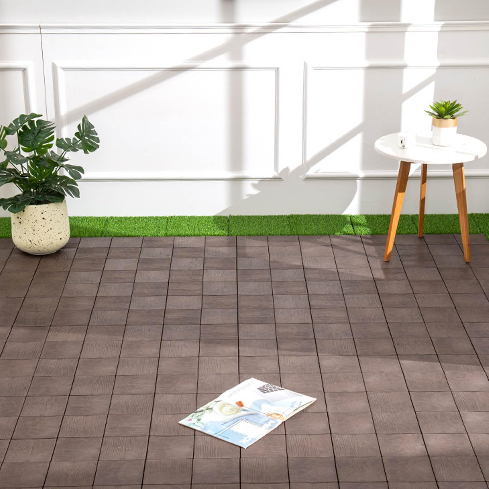 Piastrelle composite ad incastro per pavimenti in legno, per patio, giardino, piscina, interni ed esterni