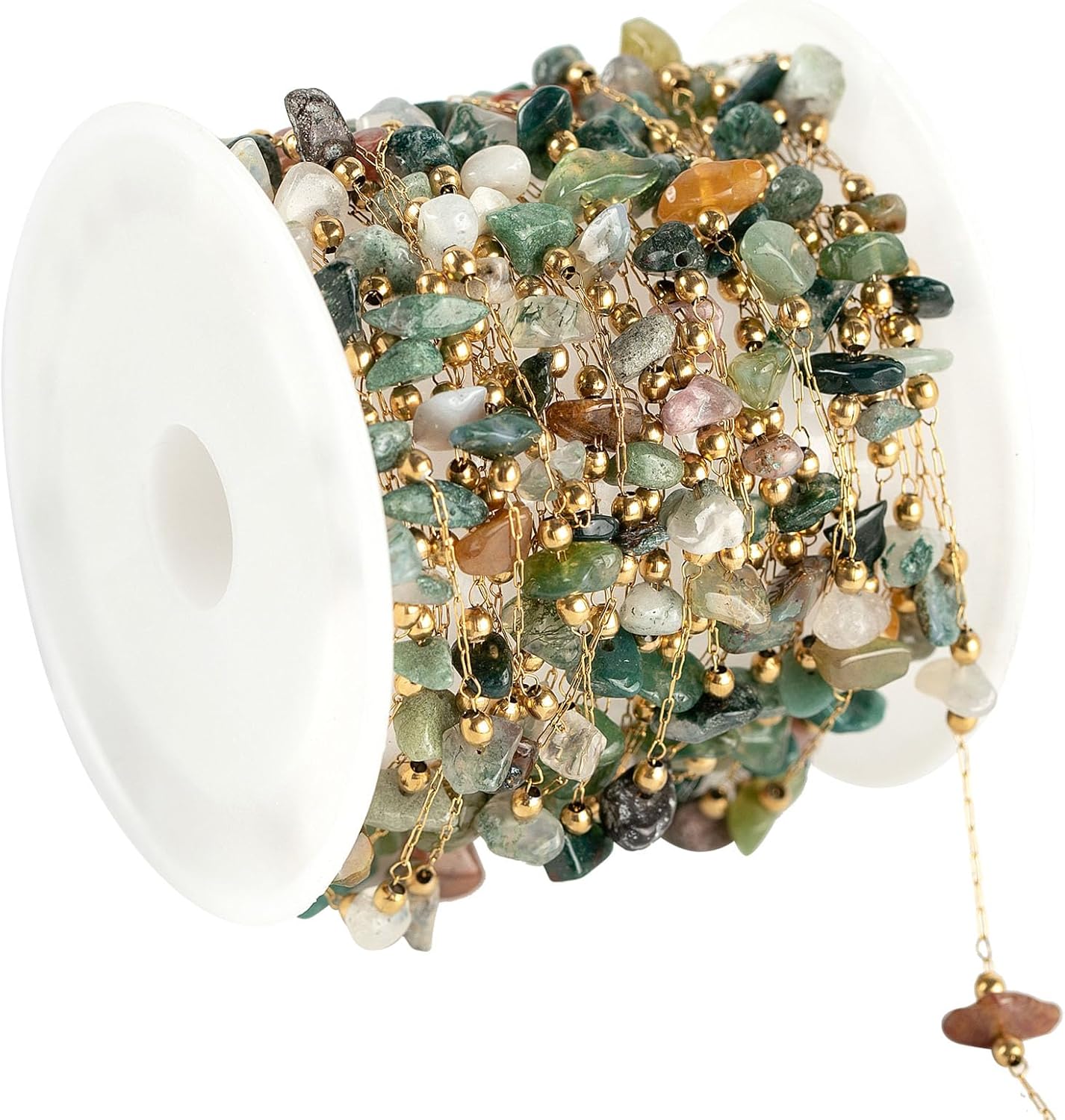 UMAOKANG 4 Meters Gold Plated Stainless Steel Jewelry Chains Bulk Multicolor Natural Raw Healing Crystal Necklace DIY Jewelry Making Supplies