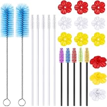 38 Pcs 3 Size Hummingbird Feeder Cleaning Brush Mini Nylon Tube Brush with 16 Flowers Bird Replacement Parts Double Headed Brushes for Bottle Feeding Holes ReplacementBlue