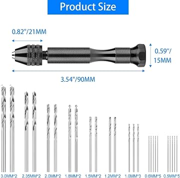 SANTUO 36Pcs Precision Pin Vise Hand Drill Set with Micro Twist Drill Bits, Mini Drilling Tools for Craft Carving Polymer Clay Model Making Electronic Drilling Holes Woodworking Jewelry DIY