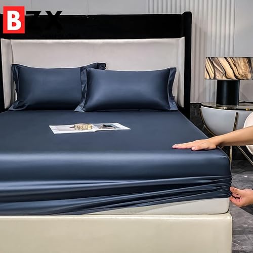 Miniatura 2 de ERNZI Sábanas bajeras de lujo con banda elástica, protector de colchón, colcha acolchada impermeable, suave, transpirable, sin ruido, sábana para