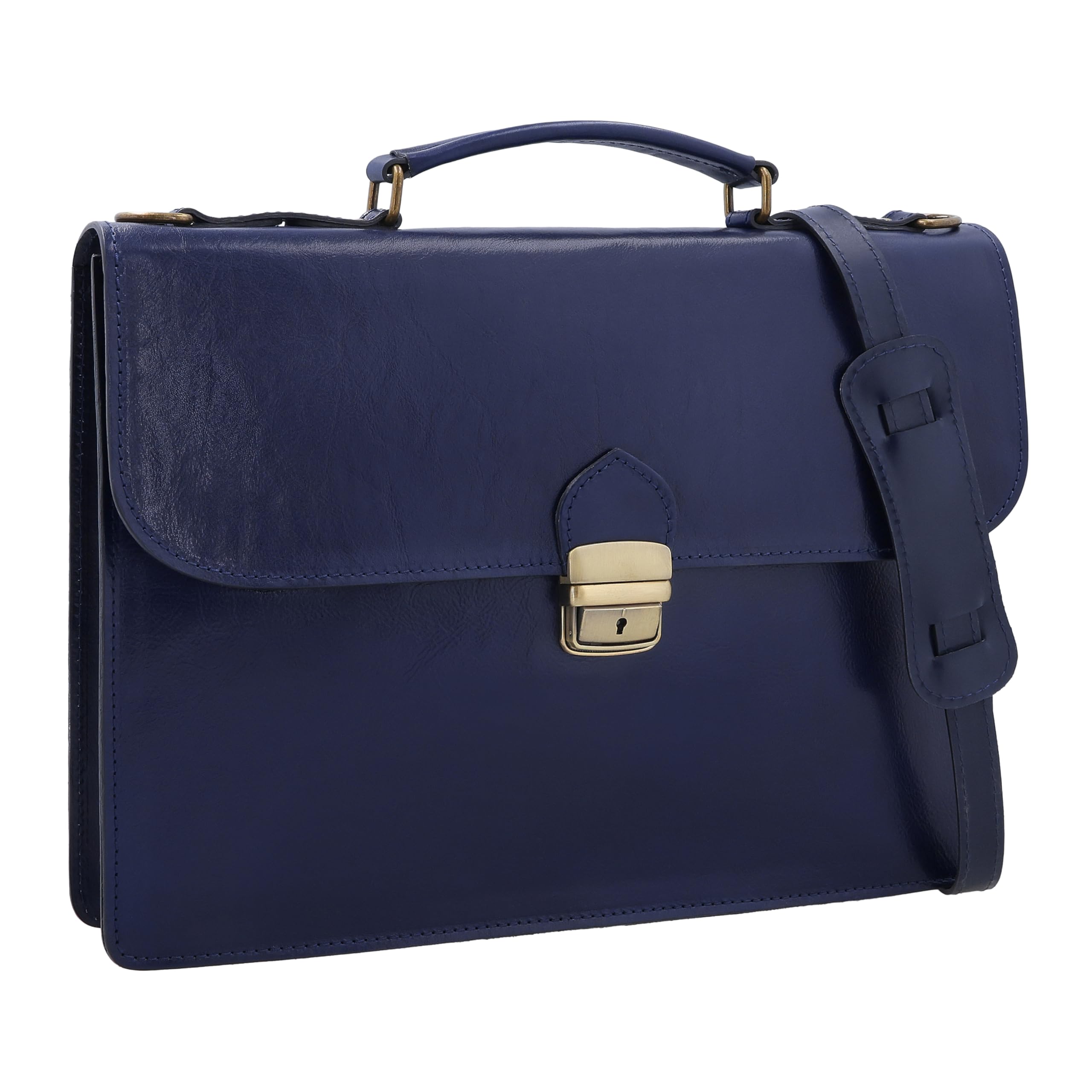 Gusti Leder Borsa da lavoro da donna Farina - blu scuro pelle bovina con portapenne, tracolla rimovibile