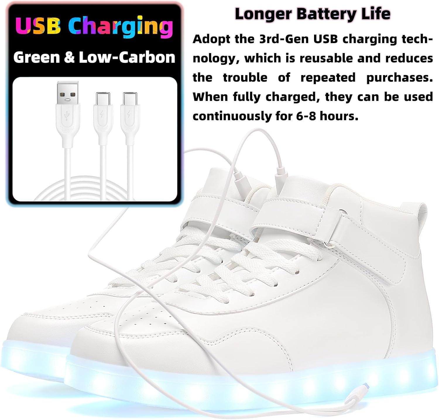 APTESOL Unisex LED Shoes High Top Light Up Sneakers for Women Men - Image 5
