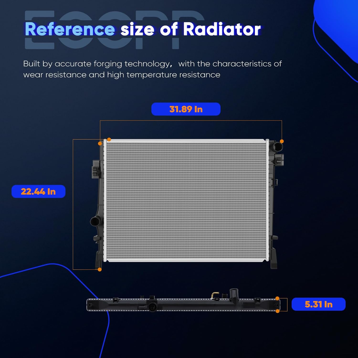 ECCPP Aluminum Radiator Compatible with 2009-2019 for Dodge Journey 2.4L 2009-2010 for Dodge Journey 3.5L 2011-2019 for Dodge Journey 3.6L, Replace 13084, 68102115AA, CH3010348