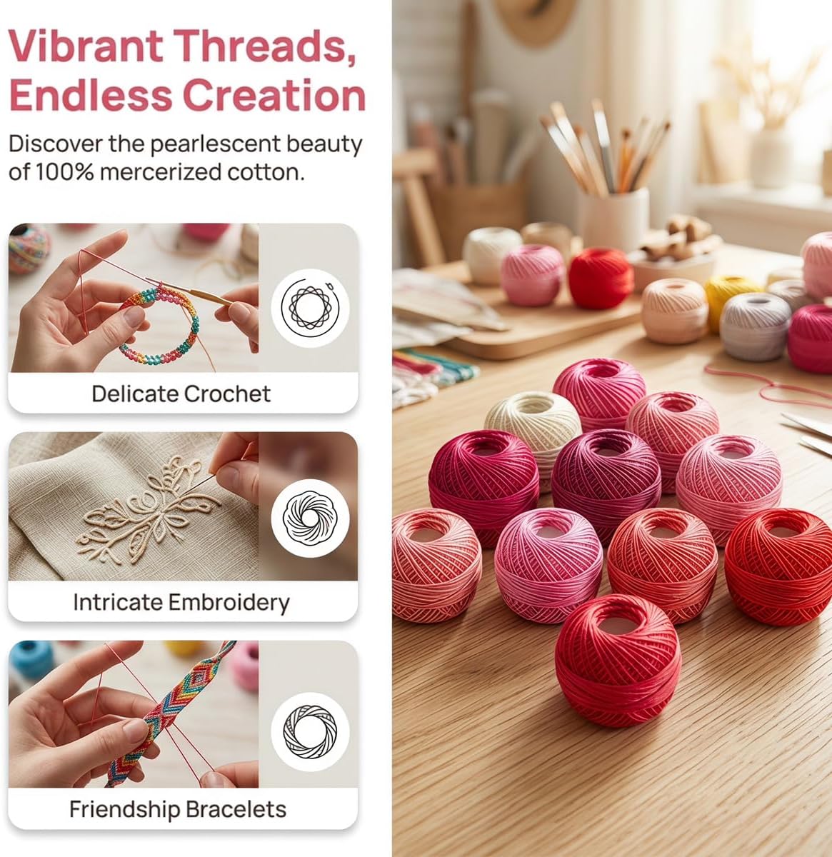 30 Pcs Size 8 Pearl Cotton Crochet Thread Balls 10 Grams,Rainbow Color