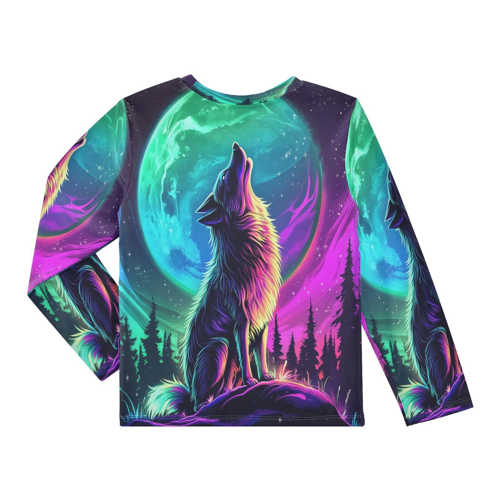 Howling Wolves Boy's Rash Guard Swim Shirt Long Sleeve Sun Shirt for Kids Toddlers UPF50+ 4T