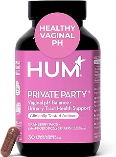 HUM Private Party Vaginal Probiotics for Women, pH Balance and Urinary Tract Support Vaginal Probiotic Supplement with Cranberry & Lactobacillus Blend, Women's Health Cranberry Pills, 30 Capsules