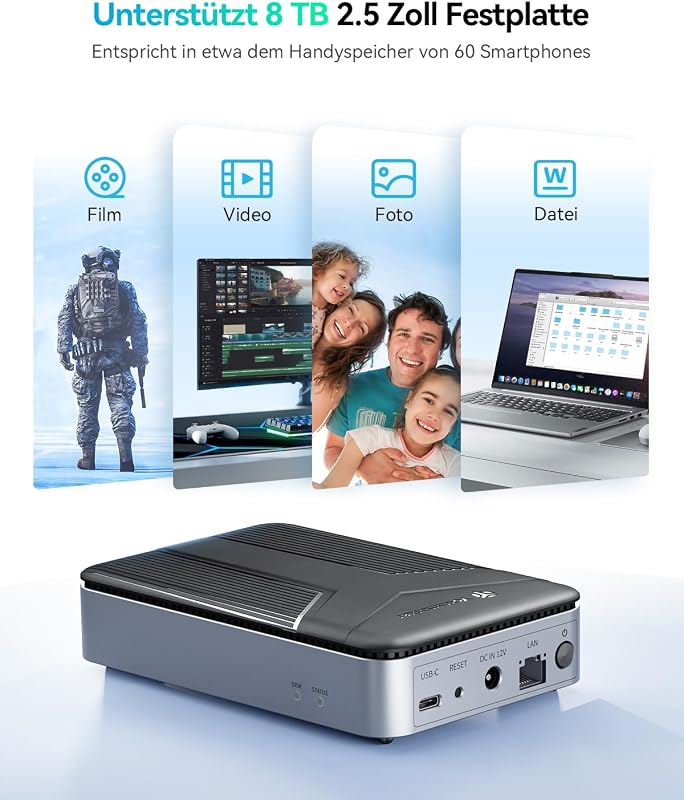 Yottamaster NAS szerver 2,5" SATA HDD/SSD tárolóhoz, hálózati felhő megoldás titkosítással