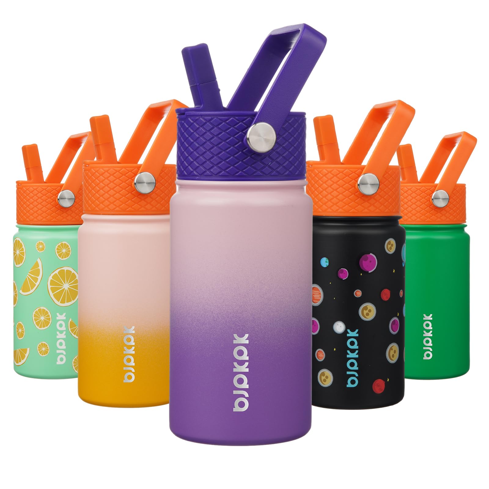 BJPKPK Insulated Water Bottle, 15oz Stainless Steel with Straw Lid
