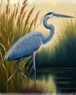 ZMHZMY DIY Paint by Number for Adults Beginner,Blue Heron Bird Painting by Number Kits on Canvas,Adult Oil Paint by Number for Home Living Room Decorative