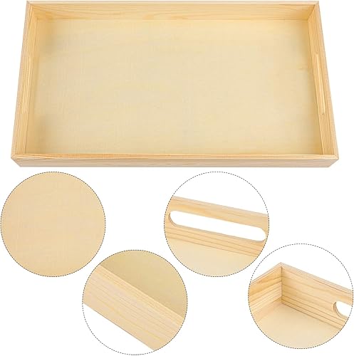 Miniatura 3 de Aodaer 7 bandejas de madera anidadas para servir de forma rectangular, bandejas de madera con asas para cocina, fiesta, cena, aperitivos