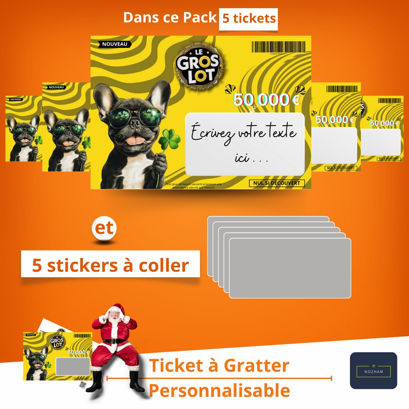 NOZHAM 5 Personalised Scratch Ticket Cards Surprise Announcement Original, Scratch Ticket for Prank Joke Prank - Image 3
