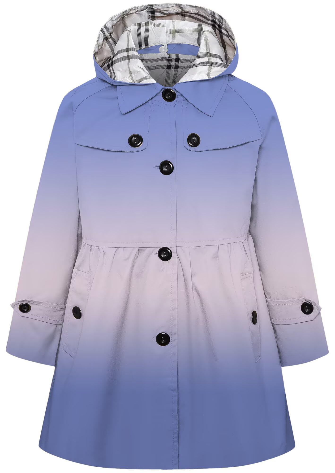 Betusline Girl's Single Breasted Trench Coat Hooded Dress Coat Outerwear