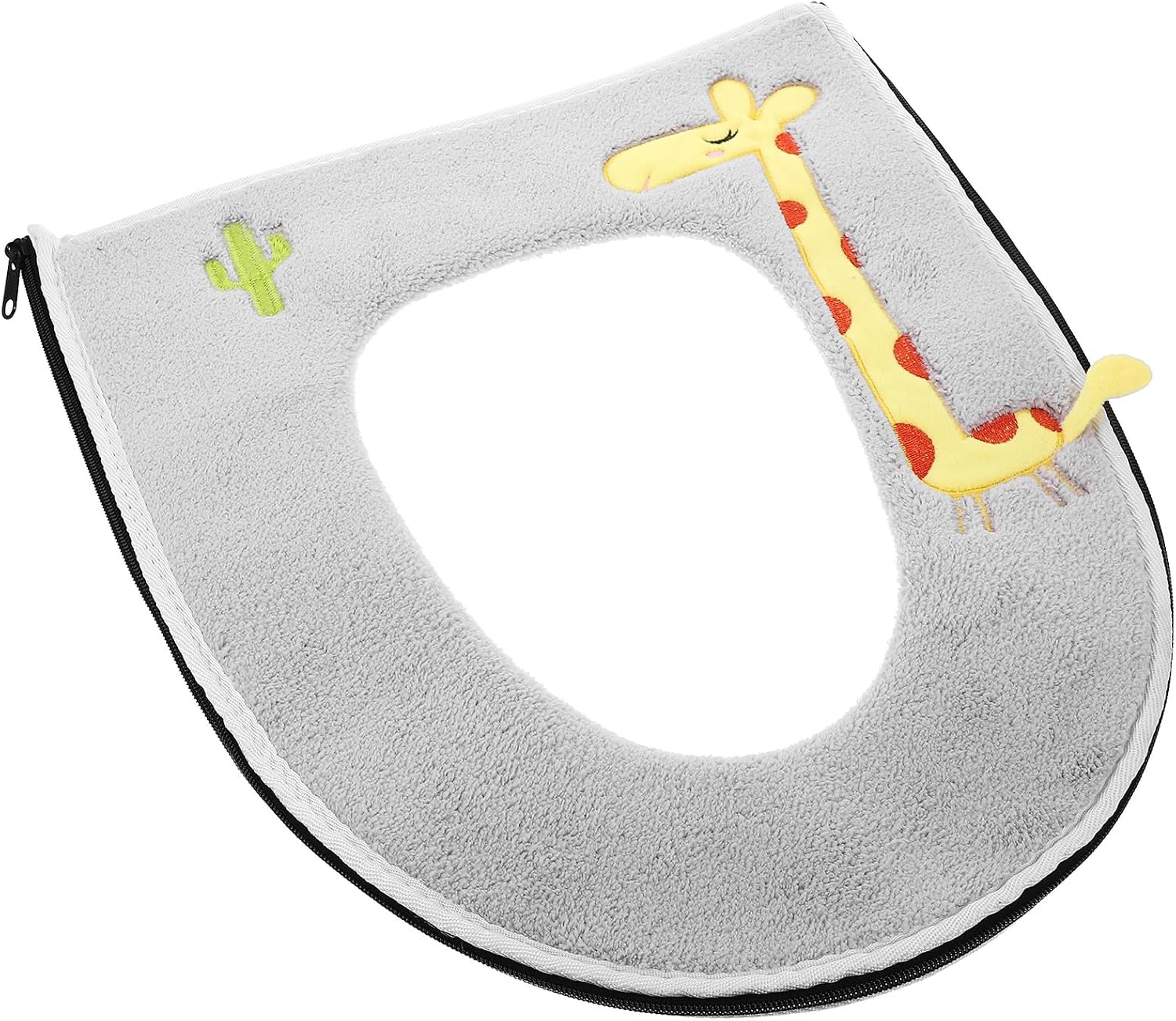 Hemobllo Waterproof Thickened Plush Toilet Seat Cover Pad, Warm Bathroom Cushion Mat, Universal Fit for O and U Shape Toilets, Gray