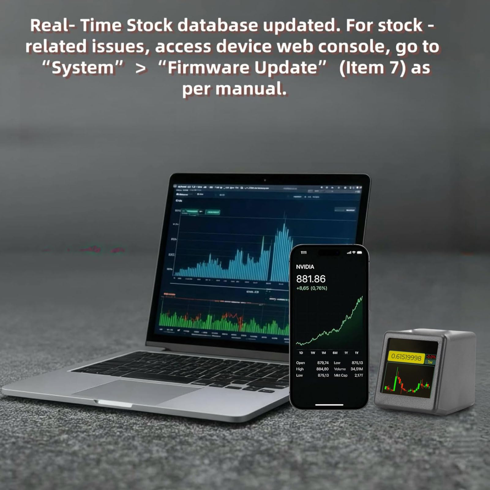 Afficheur de Prix Crypto et Bourse WiFi, Ticker Bitcoin Compact en Temps Réel avec Écran Tactile, Horloge, Météo et Animations GIF pour Bureau et Table de Chevet