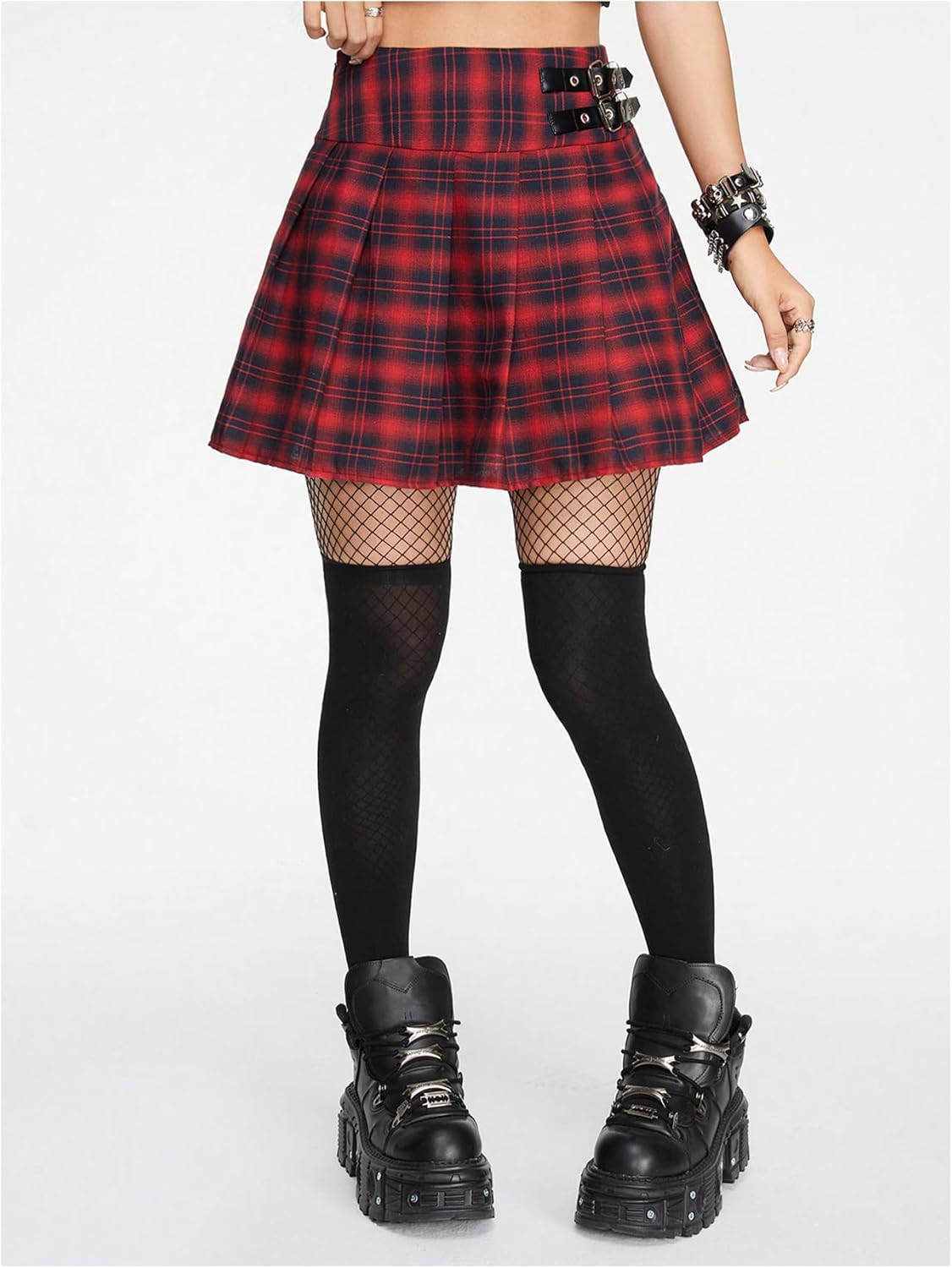 MakeMeChic Women's Y2K Plaid Skirt Print Flared Hem Mini Skirt Pleated A Line Short Skirts - Image 5