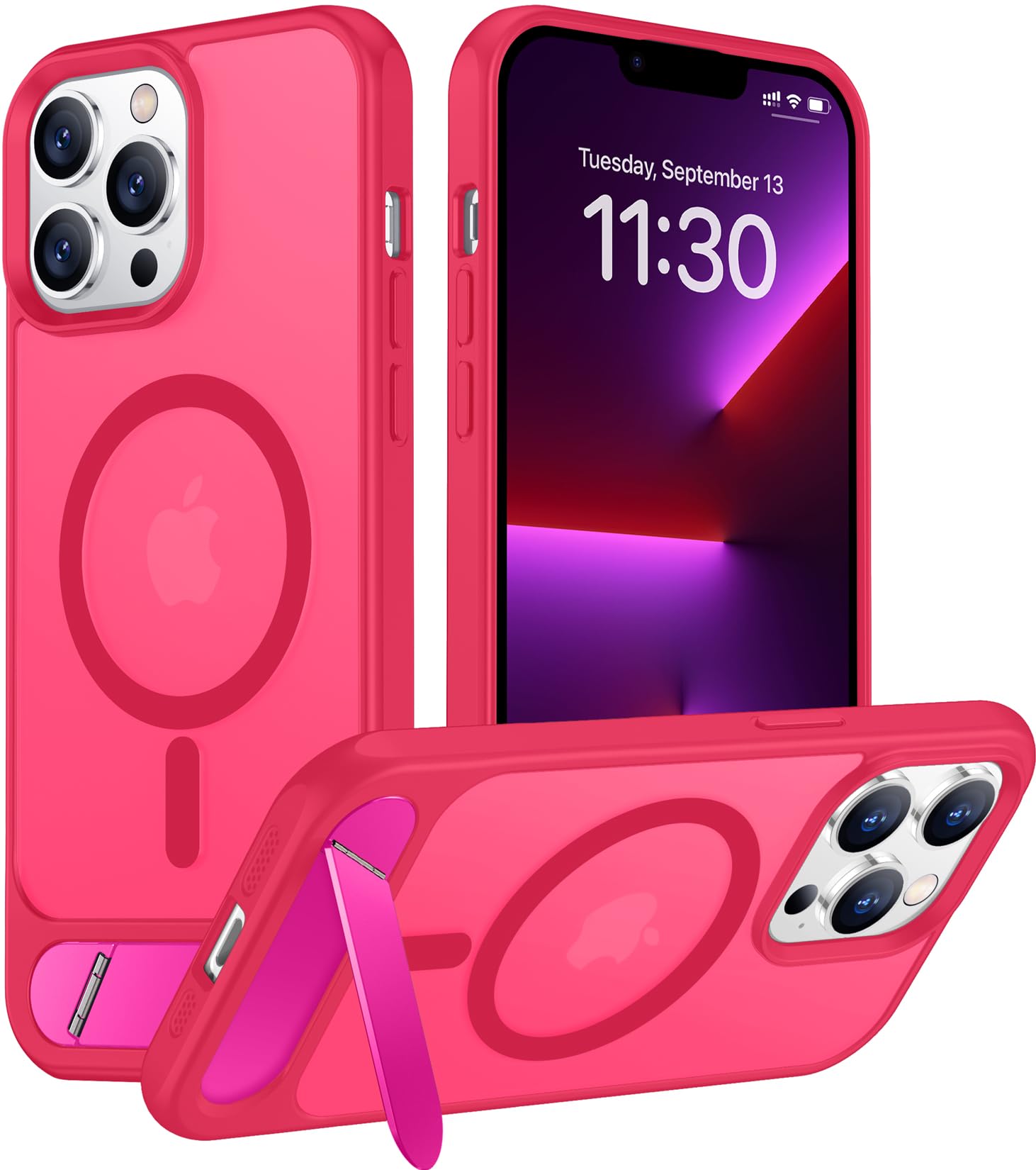 Temdan Magnetic Compatible with iPhone 13 Pro Max Case, [Built-in Invisible Kickstand][Compatible with MagSafe][Military Grade Shockproof] Slim Translucent Matte Phone Case for iPhone 13 Pro Max 6.7"