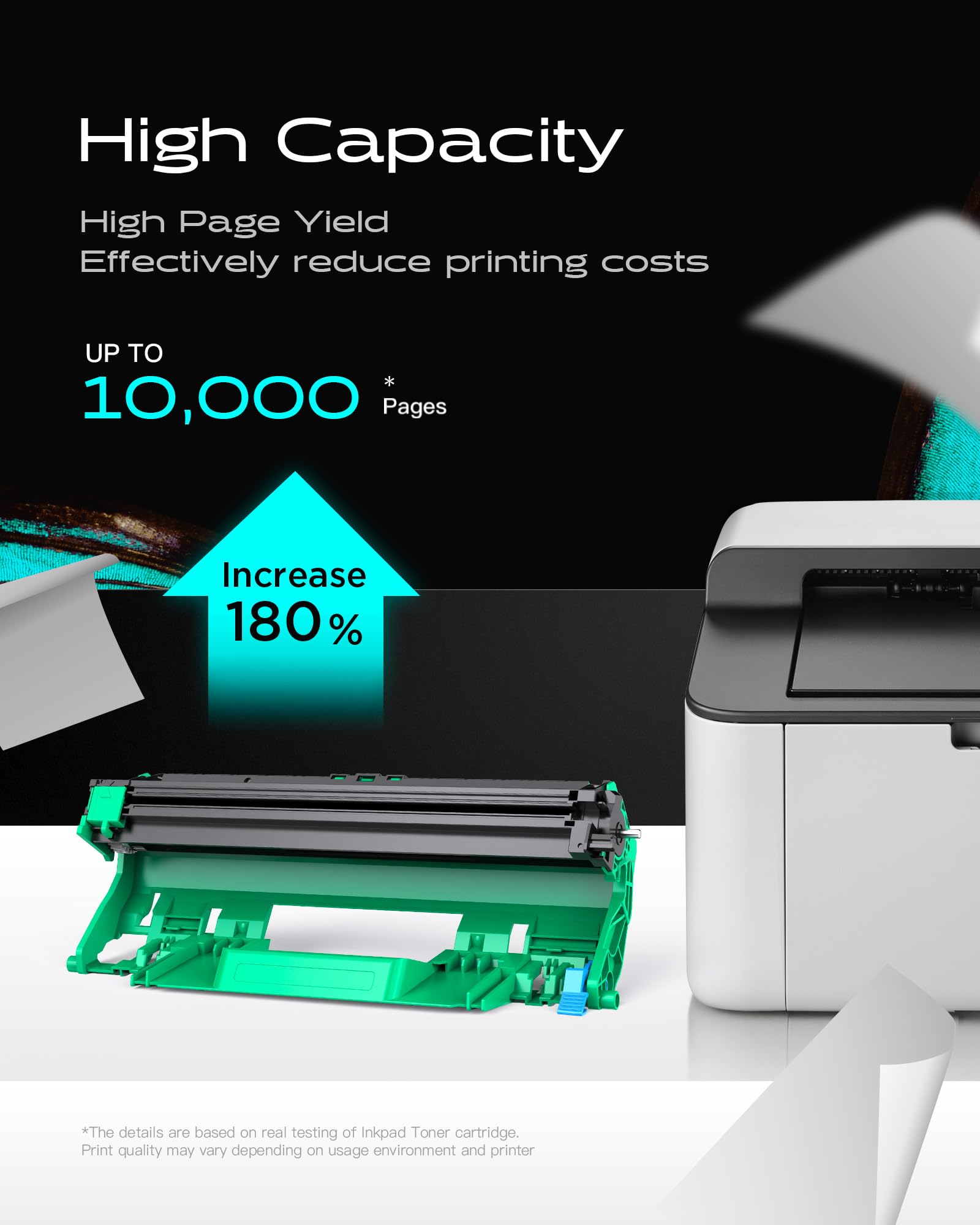 iNKPAD DR-1050 Drum compatibile per Brother DR1050 Drum TN-1050 Toner per MFC-1910W MFC-1810 DCP-1612W DCP-1610W DCP-1512 DCP-1510 HL-1210W HL-1212W HL-1112 HL-1110 (1 unità tamburo)
