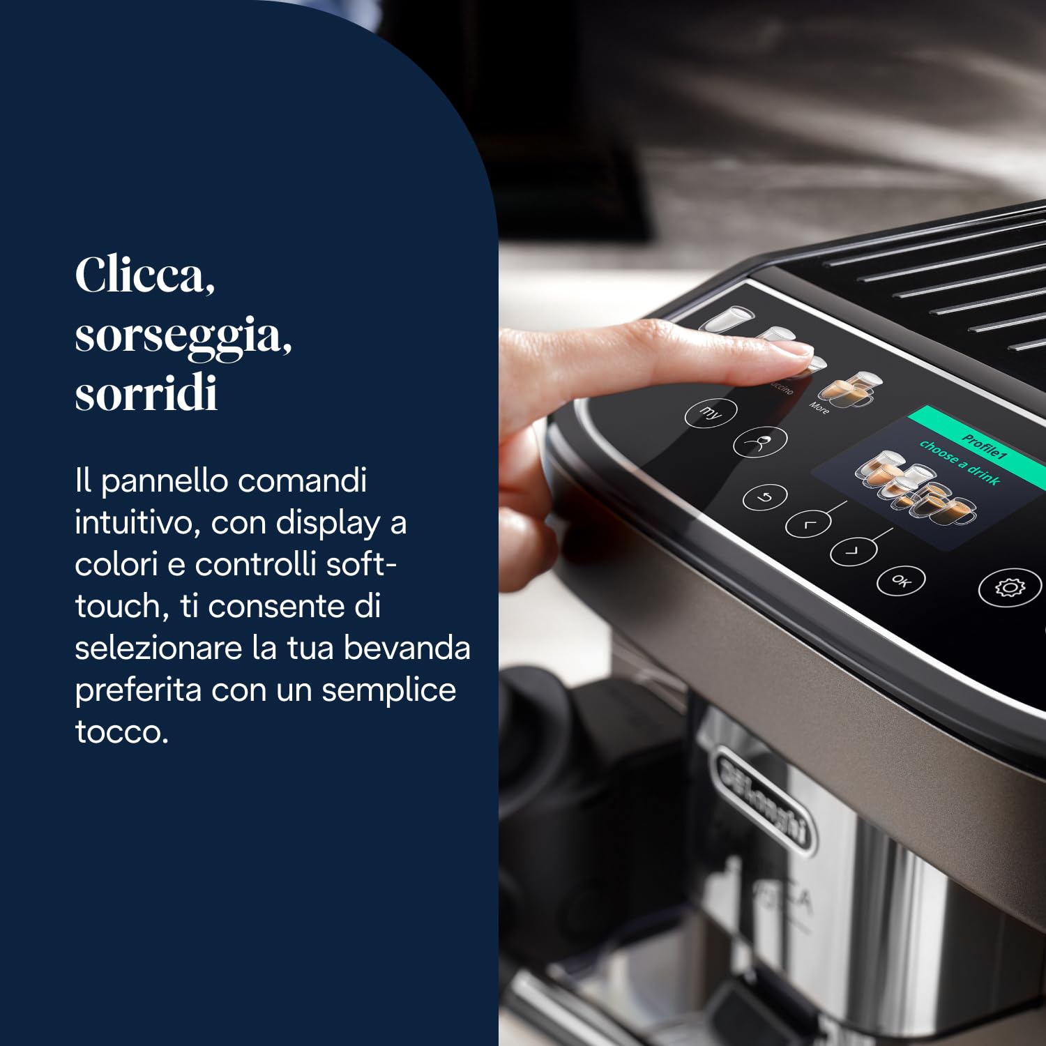 De’Longhi Magnifica Evo Next – Perfetto Macchina da Caffè Automatica, LatteCrema Montalatte Automatico, 13 Bevande in un Solo Tocco, Display Touch a Colori, Titanio e Nero (ECAM312.80.TB)