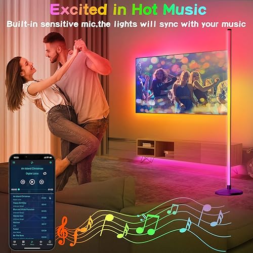 Miniatura 5 de LanAqua Lámpara de pie de esquina, lámpara de esquina LED RGB inteligente giratoria de 360 con foco, lámpara de pie LED que cambia de 16 millones de