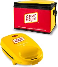 Nostalgia Oscar Mayer Sandwich Maker with Beverage Cooler Bag, 5-Inch Nonstick Cooking Surface with Indicator Lights and L...