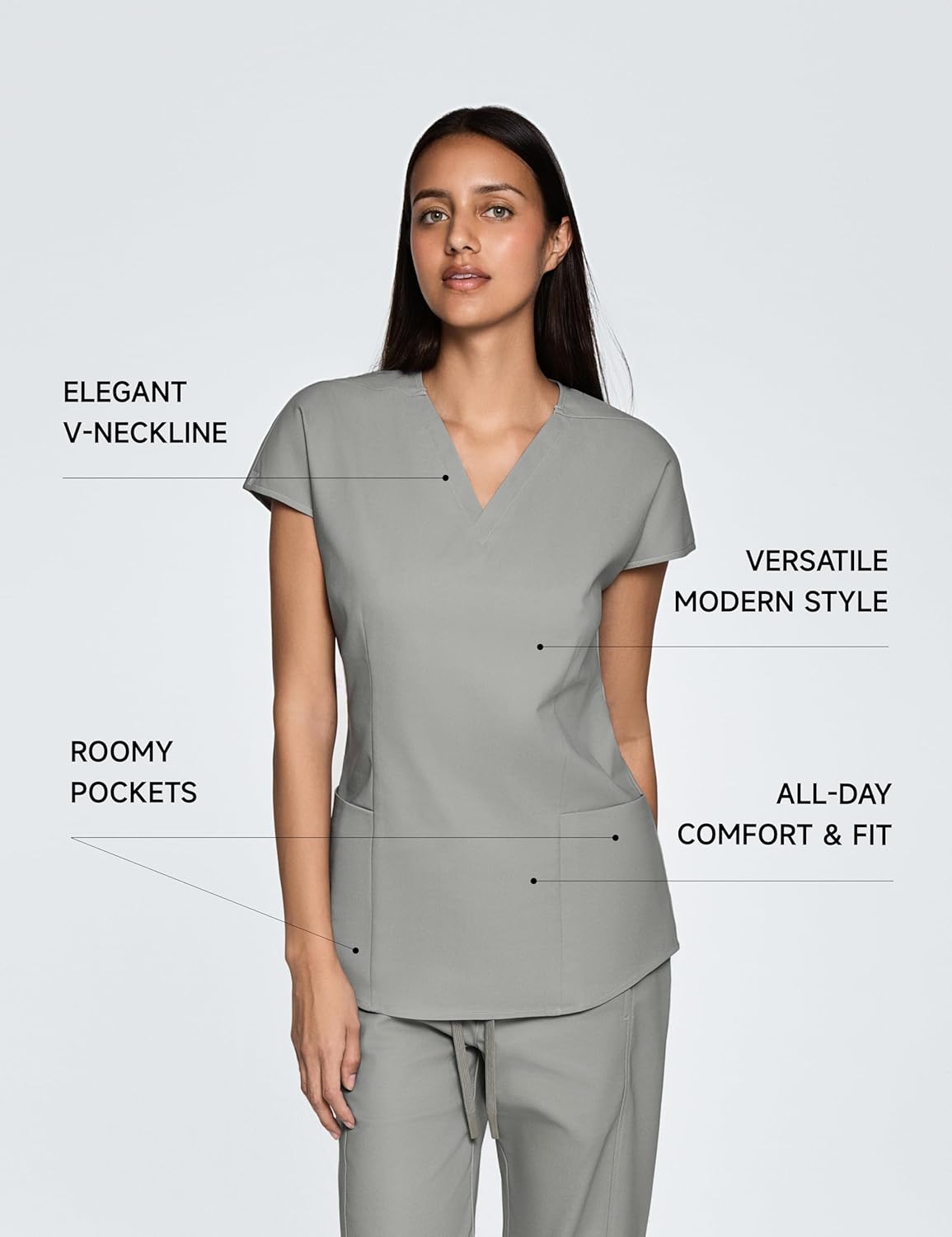 Acadia Gilda Fitted V-Neck Scrub Top for Women: Slim Fit, 2 Pockets, High-Performance, Easy-Care Women Scrub Top - Image 3