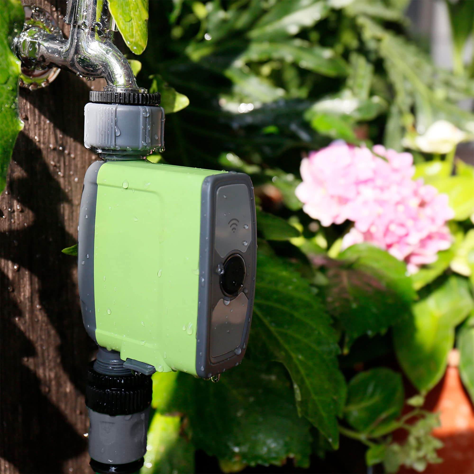 Smartes Bewässerungssystem, Gartenbewässerung, Bewässerungscomputer WLAN mit Repeater, mit App, kompatibel mit Alexa, tuya und smartlife, grün
