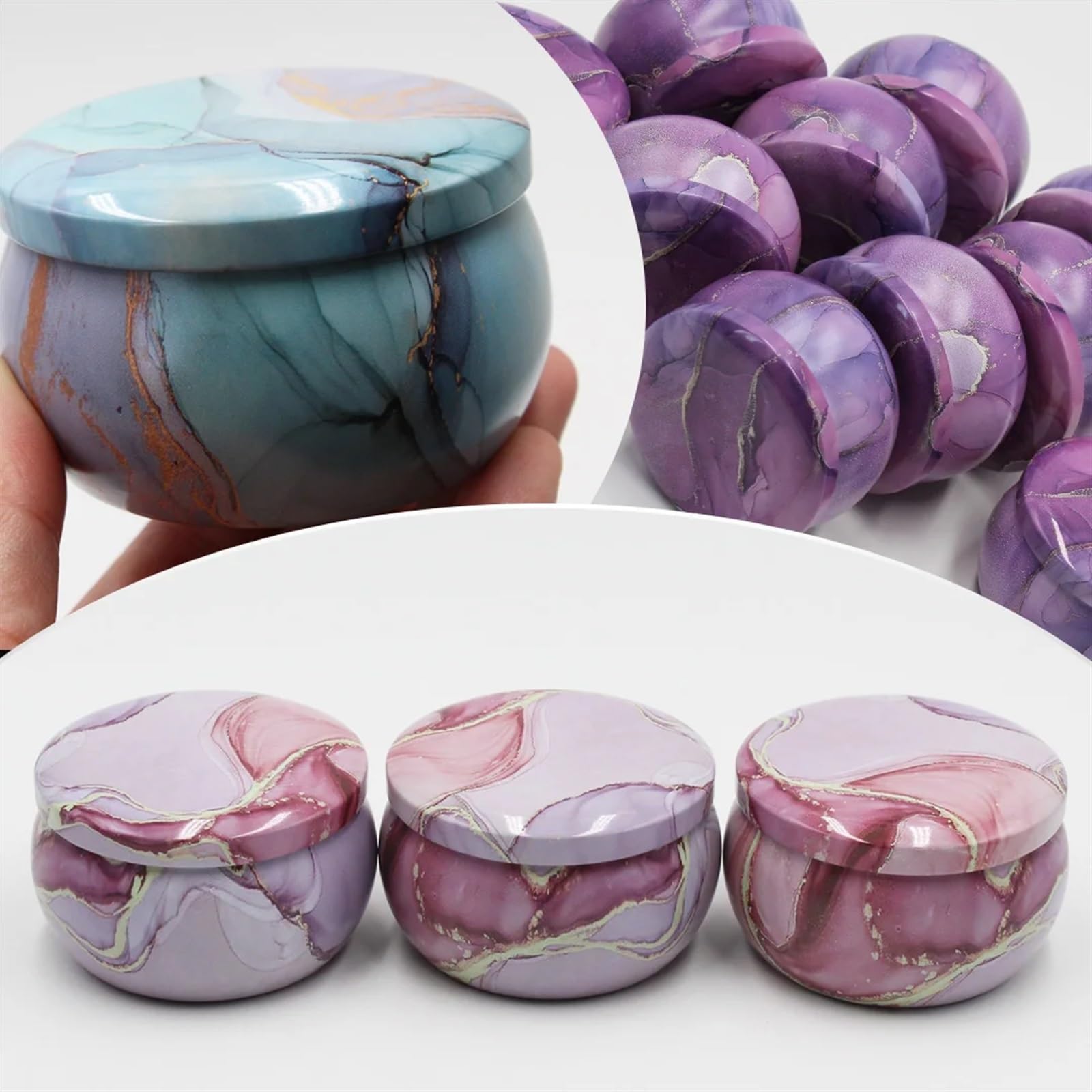 HNULGVI barattoli per candele 12 pezzi 4oz barattoli di latta for candele vuoti fai da te kit la fabbricazione contenitore spezie secche dolci(4 Color Mixed)