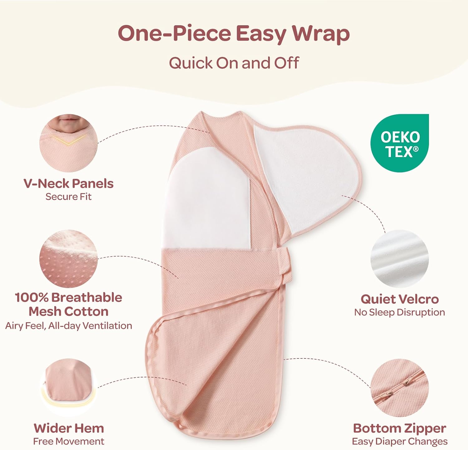 Momcozy Airflow Baby Swaddle, 100% Cotton Lightweight & Ultra Breathable, Ideal for Hot Sleeper Baby, Reduce Startle Reflex, Newborn Boys Girls Registry Essentials, 2-Pack, Petal Mist