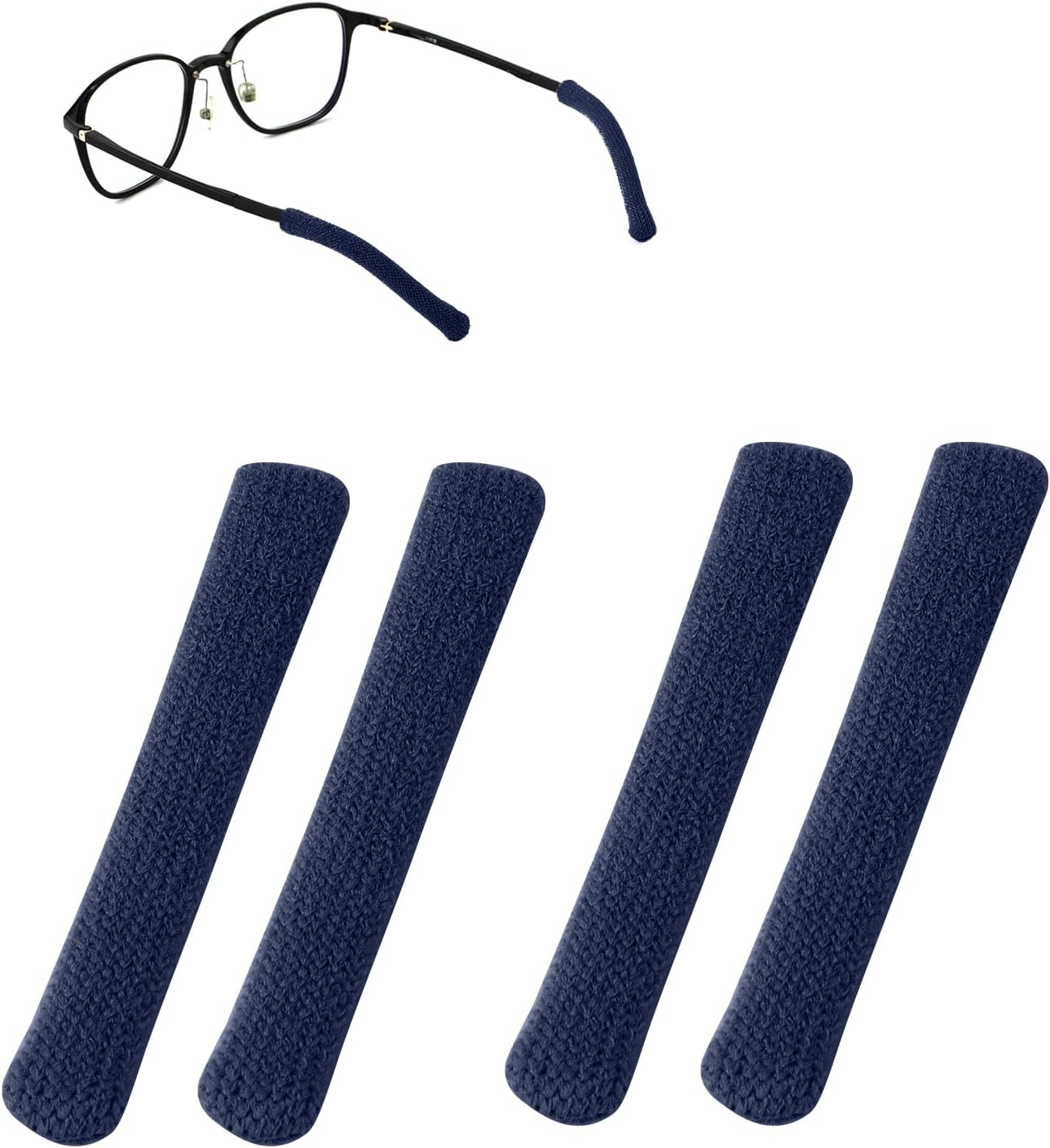 PEUTIER 4pcs Eyeglass Ear Cushions, Knitted Cotton Anti Slip Temple