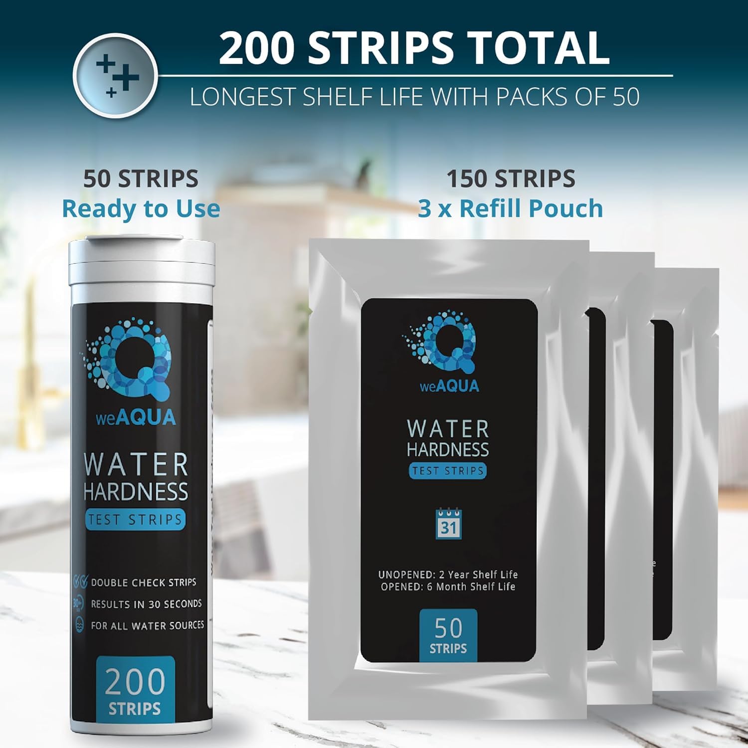 DoubleCheck200 - Juego de prueba de dureza del agua con vaso de muestra, kit de prueba de agua dura