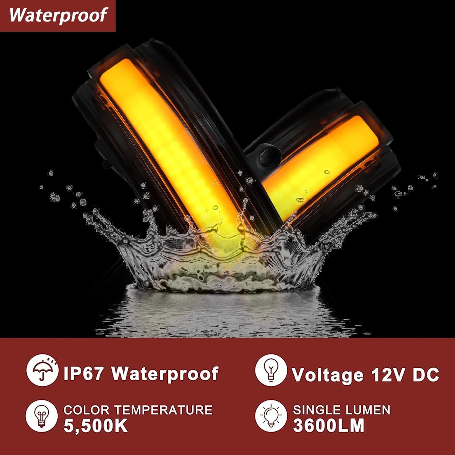 2PC Rear Side Mirror Marker LED Amber Sequential Dynamic Turn Signal Light Assembly Lamps Compatible with 2019-2023 Dodge Ram 1500 Rear View Mirrors Indicator Lamps (Smoked style)