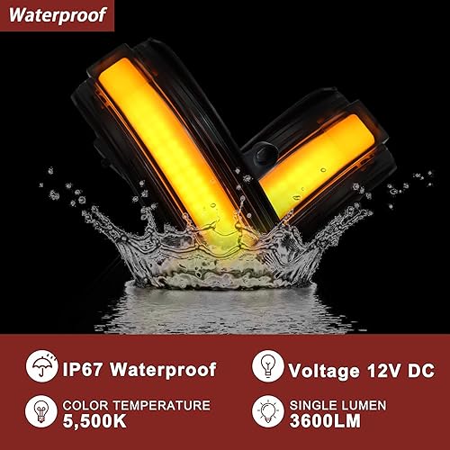 Miniatura 5 de 2 lámparas LED de señal de giro dinámicas secuenciales ámbar con marcador de espejo lateral trasero compatibles con Dodge Ram 1500 2019-2023,
