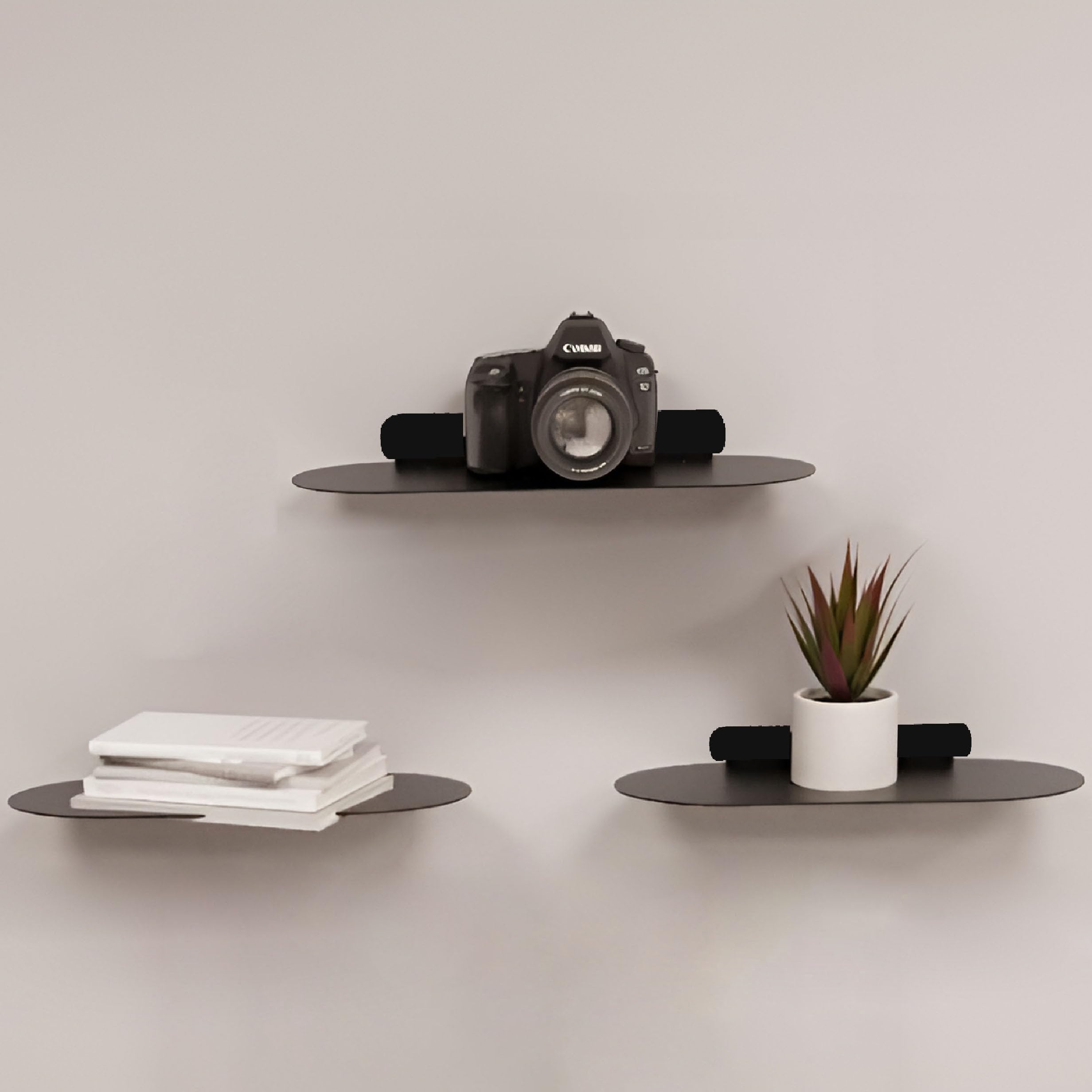 Spillbox Metal Floating Shelf | Wall Mounted Shelf | Invisible Mounting|Decorative Shelf|Living Room|Kitchen Organizer|Stand|Holder for Wi-fi Camera - Floating Shelf (Pack of 1)(Black) (B0CHB1SBG2) Amazon Price History, Amazon Price Tracker
