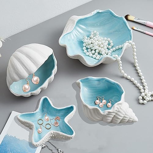 Miniatura 4 de ZGRTZH Bandeja de cerámica para joyas, cuenco decorativo para llaves, bandeja para joyas, bandeja para joyas, plato pequeño para llaves para mesa de