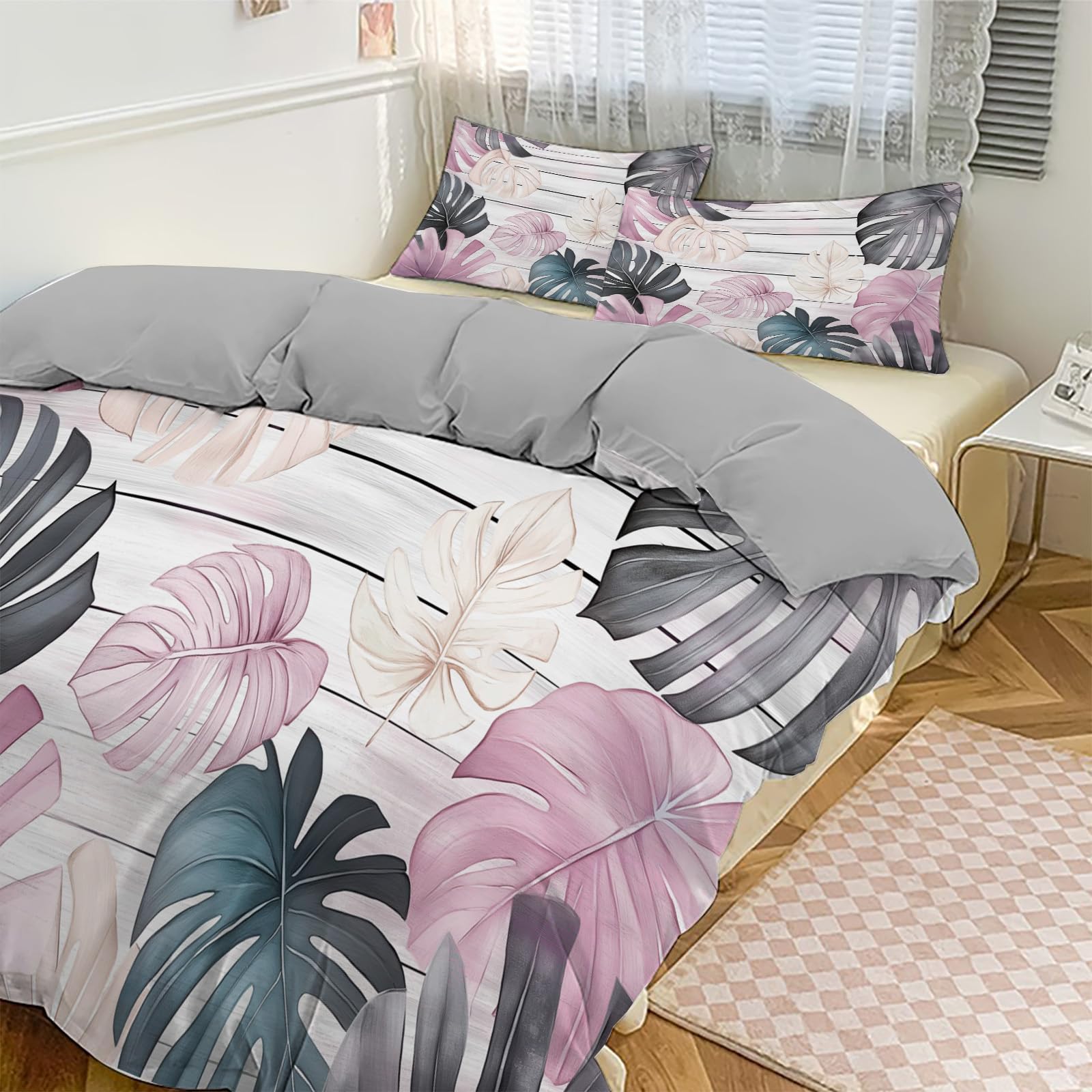 Parure de lit monstera 3 pièces avec fermeture éclair pour enfant