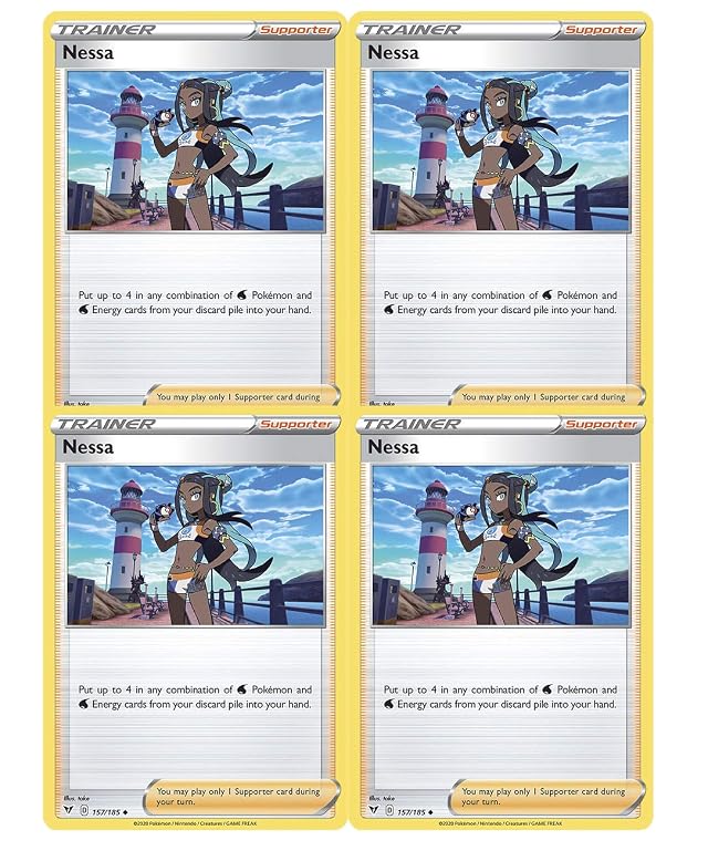 Pokemon Trainer Set - Nessa 157 185 - Sun Moon Vivid Voltage - x4 Supporter Card Lot