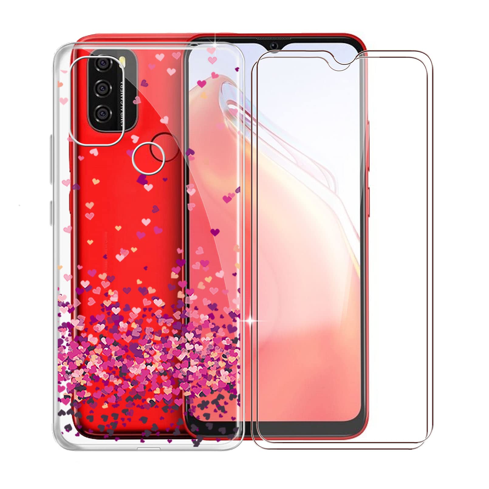 CXKJ Custodia per Blackview A70 PRO (6.52 Pollice) Nero Cover + [2 Pezzi] Pellicola Vetro Temperato, Morbido Silicone Custodie Protettivo TPU Gel Cover Protezione Case - A17