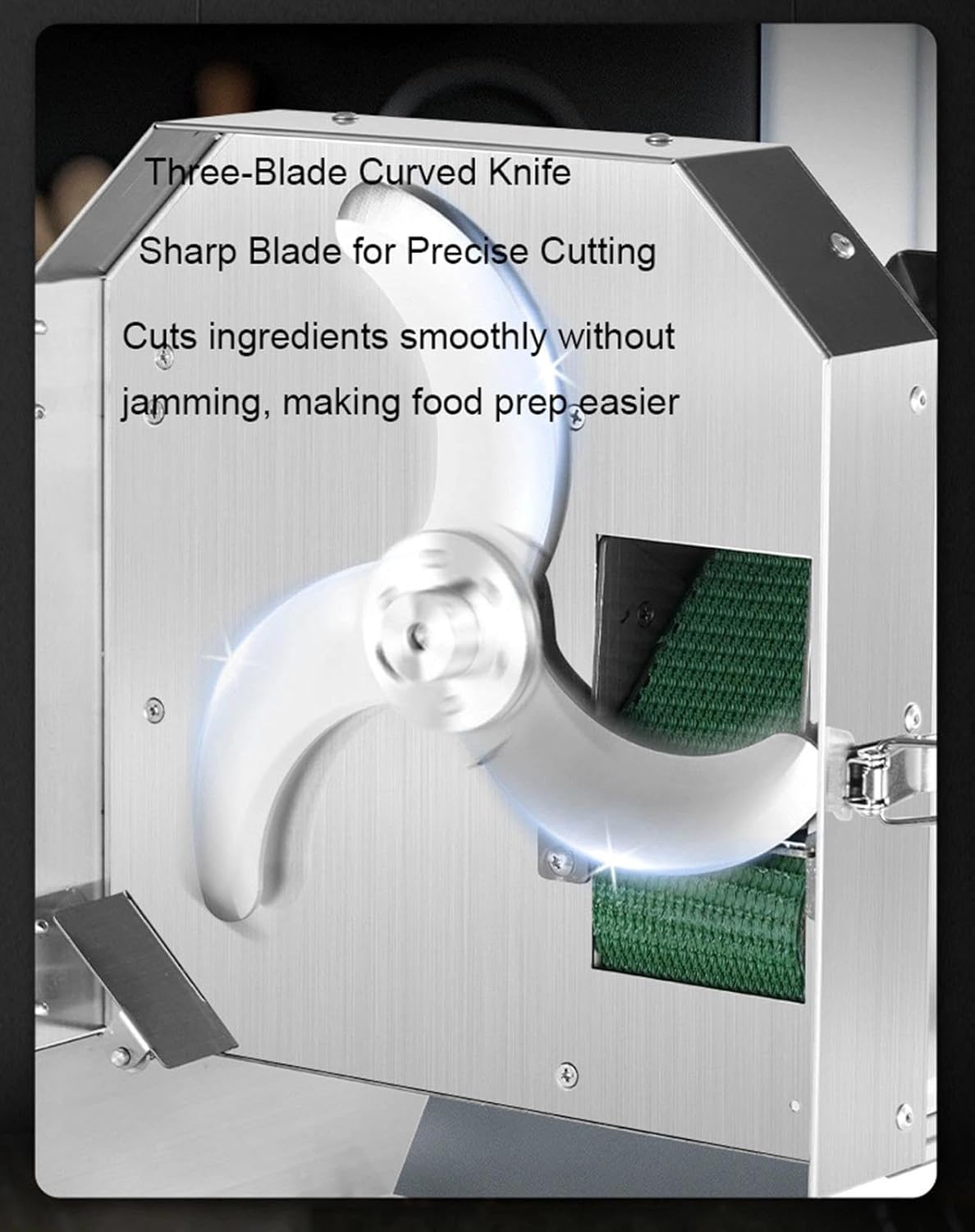 Commercial Vegetable Slicer Machine with Conveyor Belt – Electric Automatic Fruit & Veggie Cutter, Stainless Steel Food Processor for Scallions, Cucumbers, Beans, and Bananas